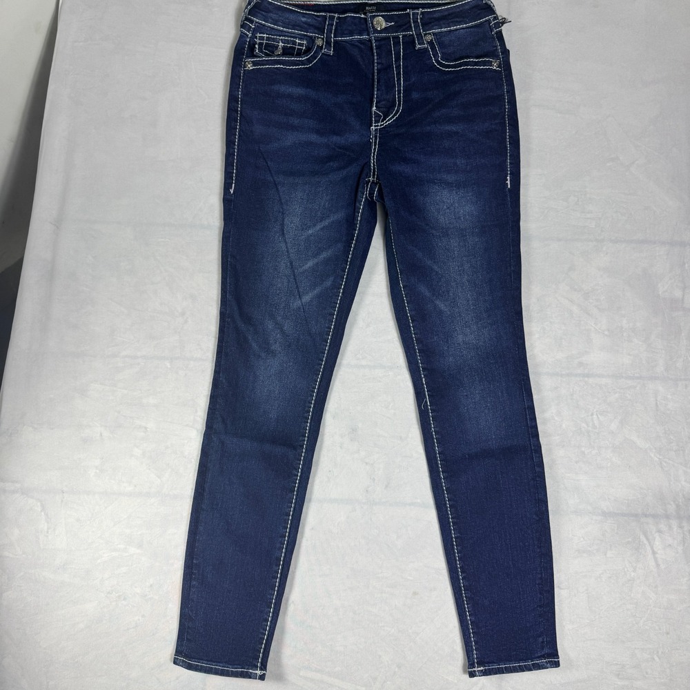 NWT True Religion‎ Halle Womens Jeans Blue Denim High Rise Super Skinny 27